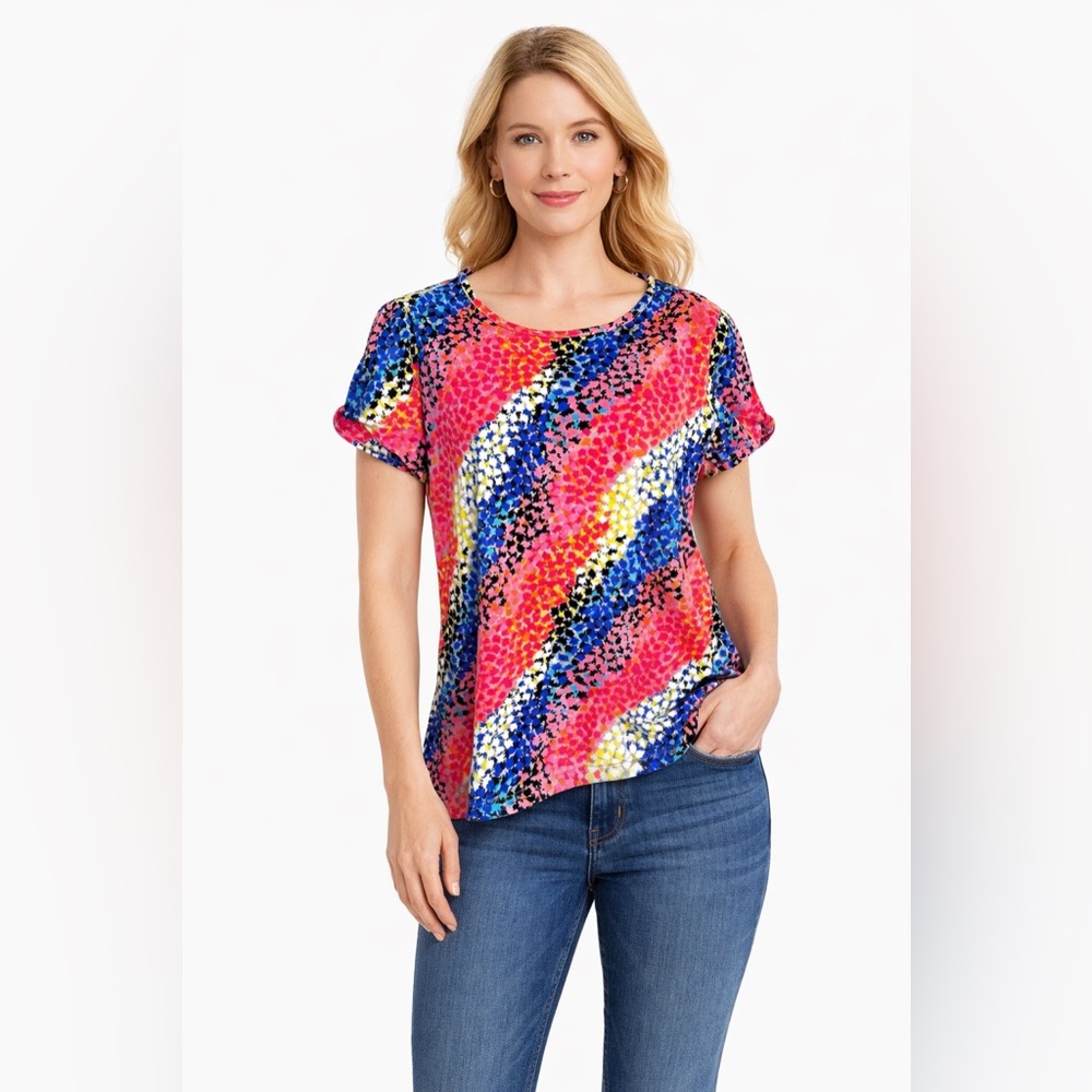 Westbound Colorful Women's cold shoulder Top size M